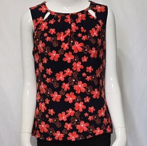 Tommy Hilfiger Floral Sleeveless Pleated Blouse